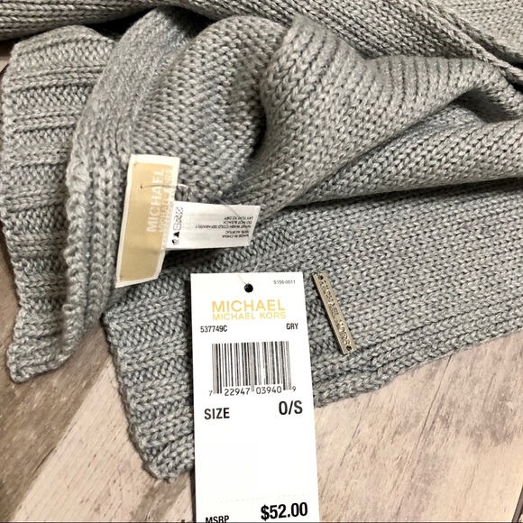 Michael Kors Accessories - NWT Michael Kors gray scarf with silver plate logo